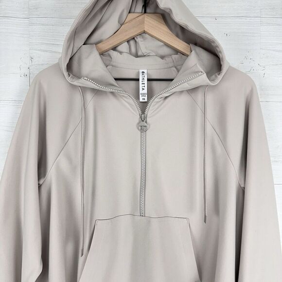 Athleta Glacier Handkerchief Poncho Women XS Hooded Sweatshirt Grey Oversized - Picture 4 of 16